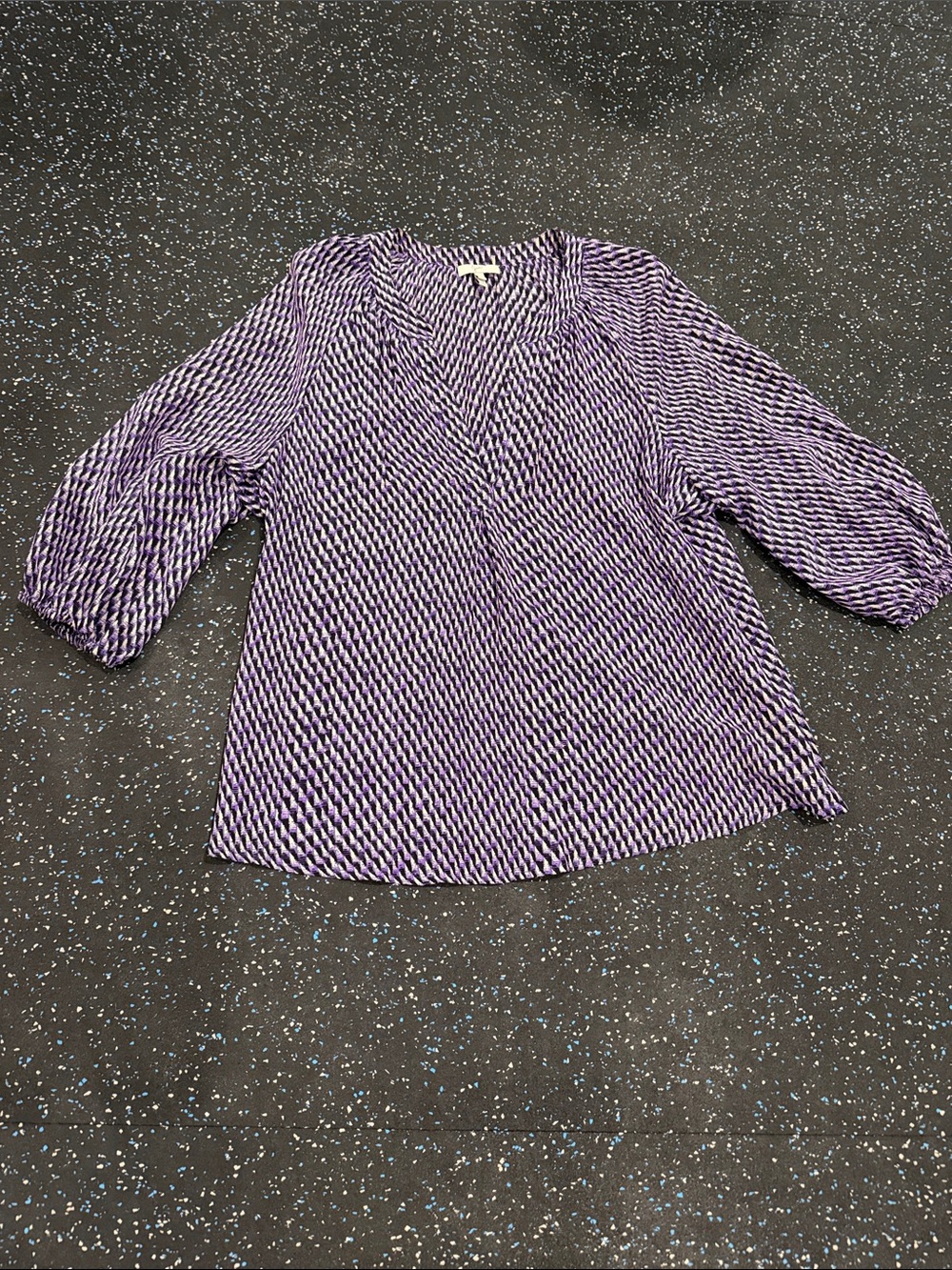 Joie Purple Patterned V-Neck Silk Blouse size S
